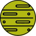 Gr&uuml;nes Rundsymbol mit stilisierten Linien als Icon f&uuml;r Designbel&auml;ge